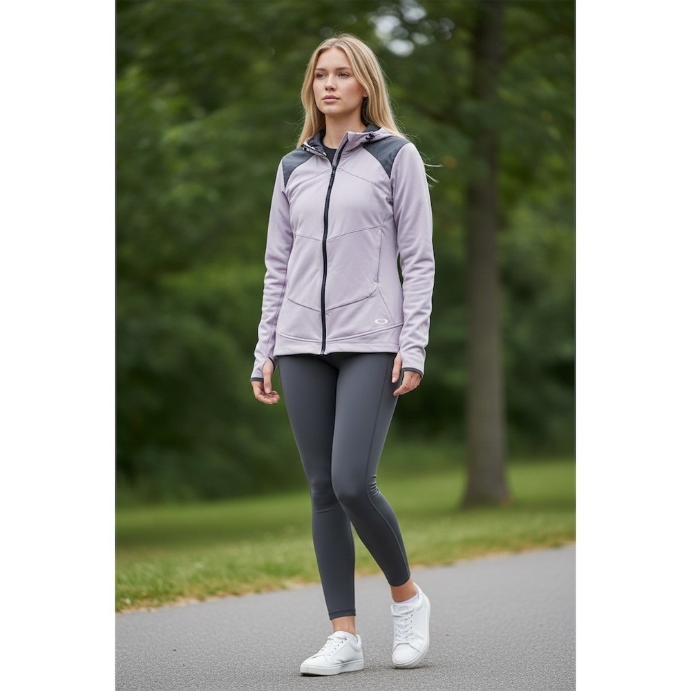 Oakley Windbreaker Jacket Womens S Purple Hooded Full Zip Running Athletic lilac